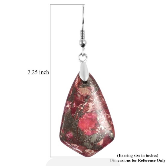 STAINLESS STEEL RED JASPER EARRINGS - Picture 3 of 4